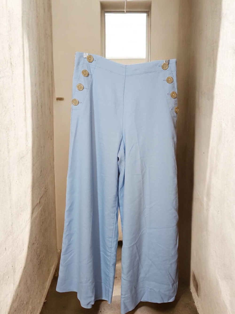 Ann Taylor Pale Blue Wide-Leg Trousers